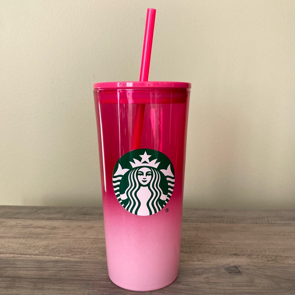 Starbucks Pink Ombre Glass Cold Cup Straw Tumbler